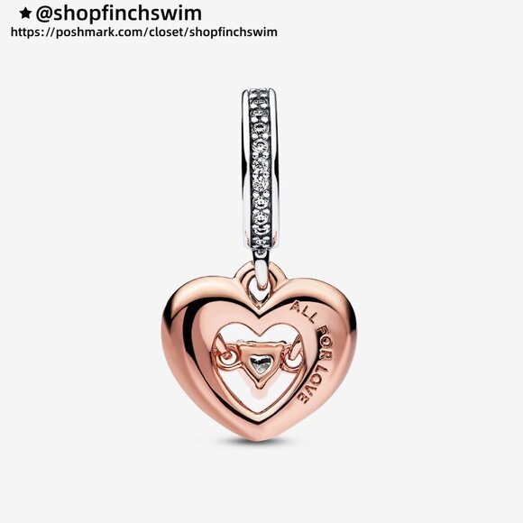 Pandora Two-tone Radiant Heart Dangle Charm - Picture 2 of 4